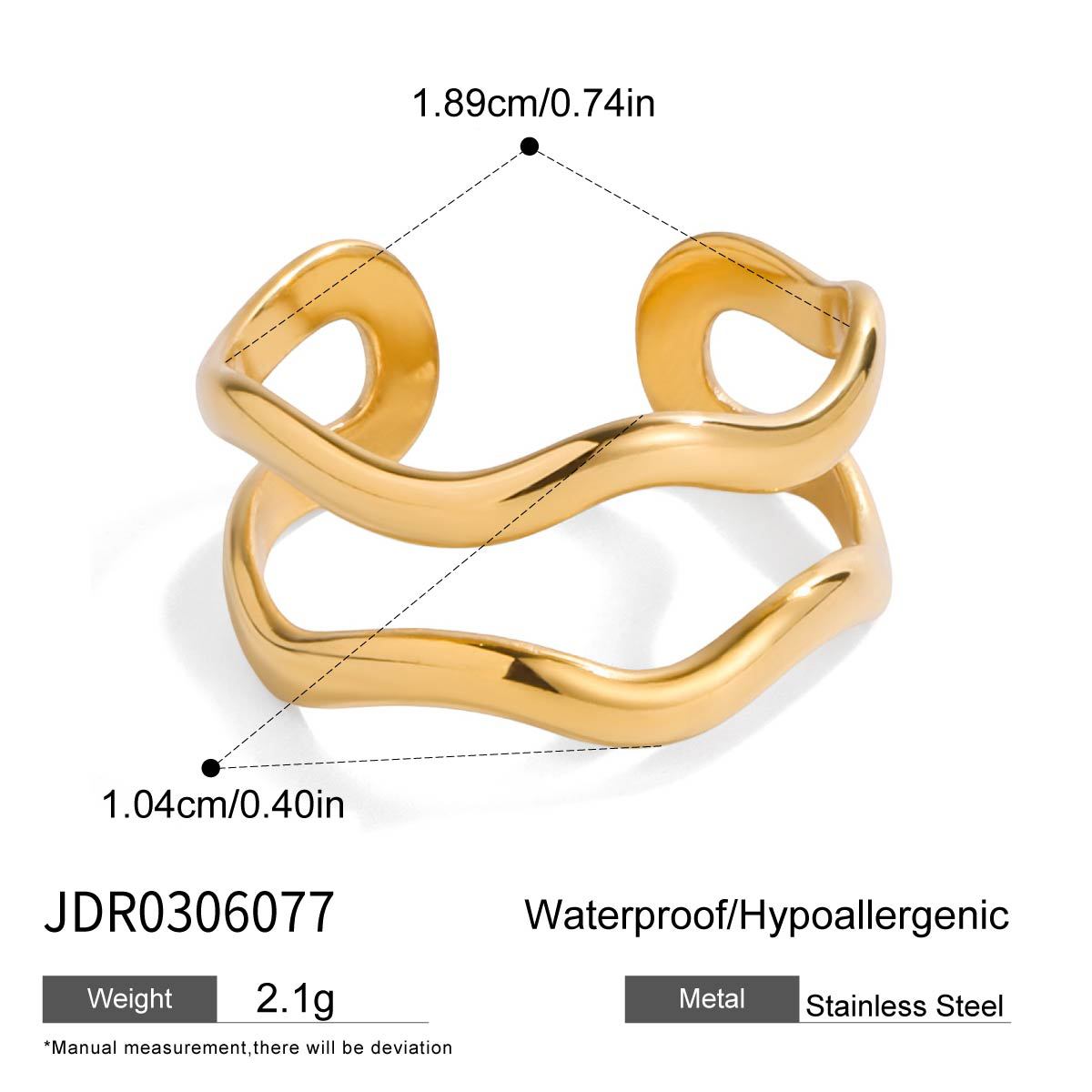 Anello da donna in acciaio inossidabile geometrico placcato in titanio con finitura minimalista di lusso