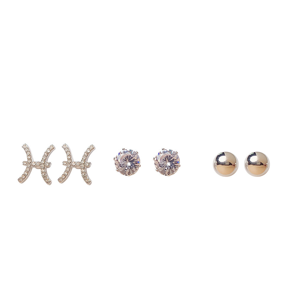 Fashionable Office Lady Geometric Rhinestone-Set Copper Stud Earrings with Diamond-Cut Rhombus and Minimalist Contemporary Design