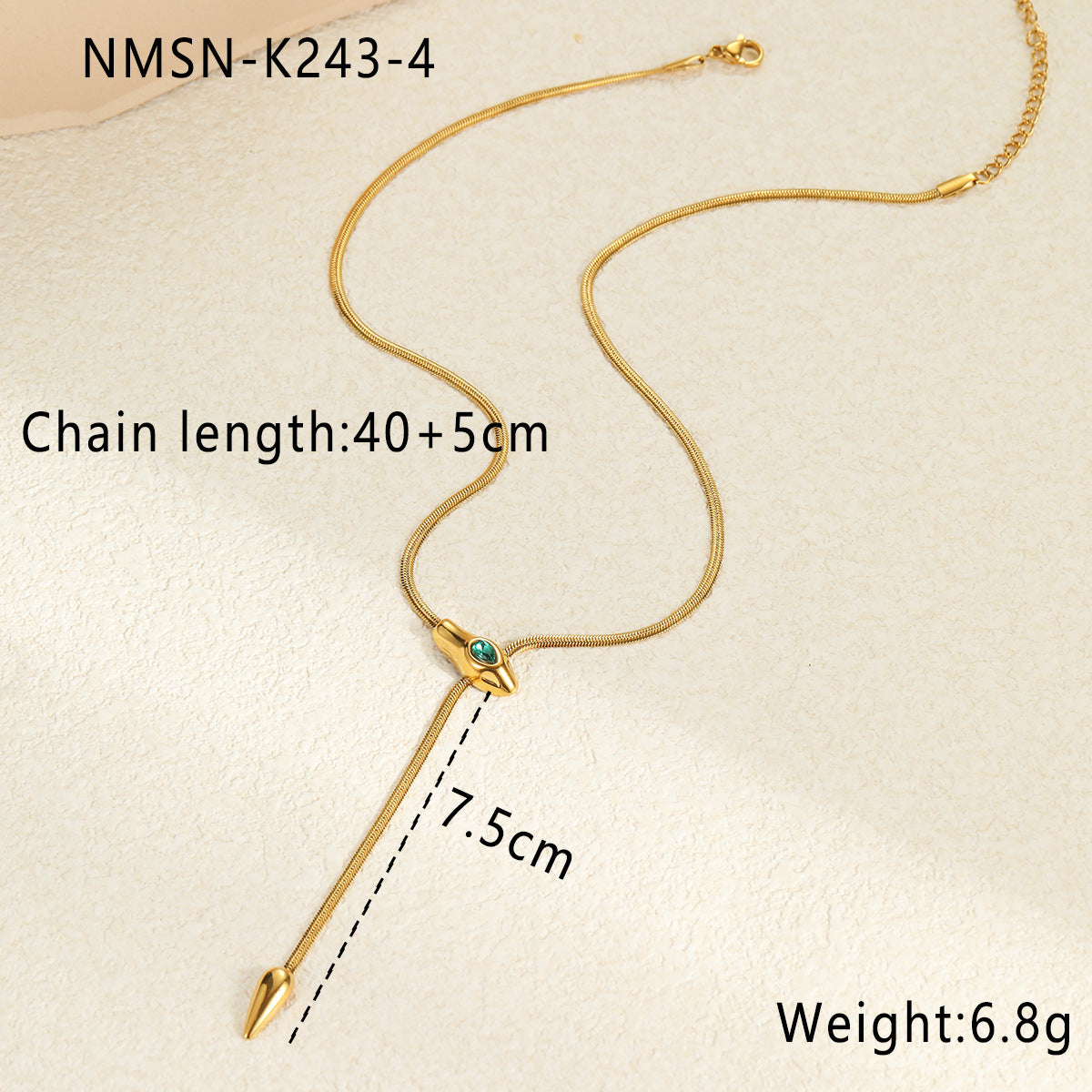 Collana da donna alla moda in acciaio inossidabile a forma di serpente con intarsio in zircone, catena clavicola retrò minimalista