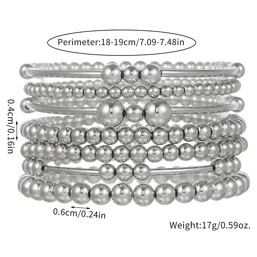 Set di braccialetti geometrici minimalisti con perle e perline a conchiglia CCB, design elastico estensibile per un uso impilabile