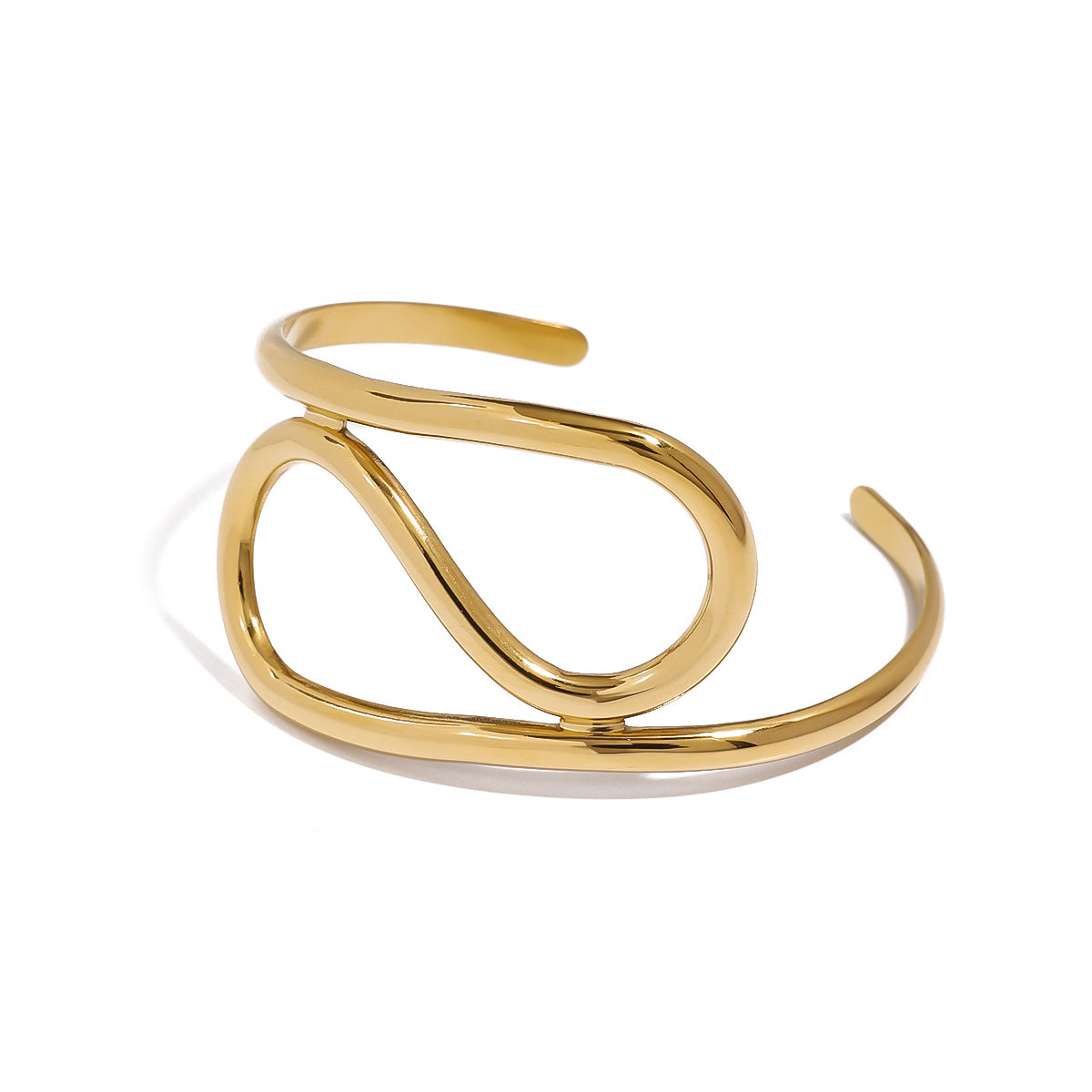 Bracciale Geometrico in Acciaio Inossidabile Placcato con Design a Polsino Aperto per Uomo e Donna