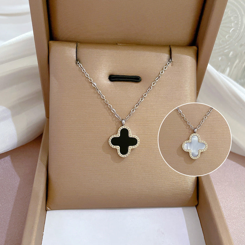Collana con pendente geometrico minimalista in titanio e acciaio placcato unisex