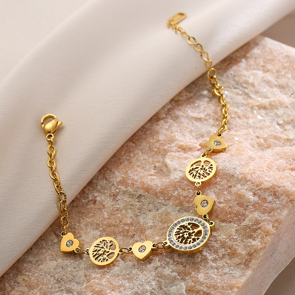 Bracciale Minimalista Geometrico a Cerchio in Acciaio al Titanio da Donna con Design Elegante di Lusso Leggero