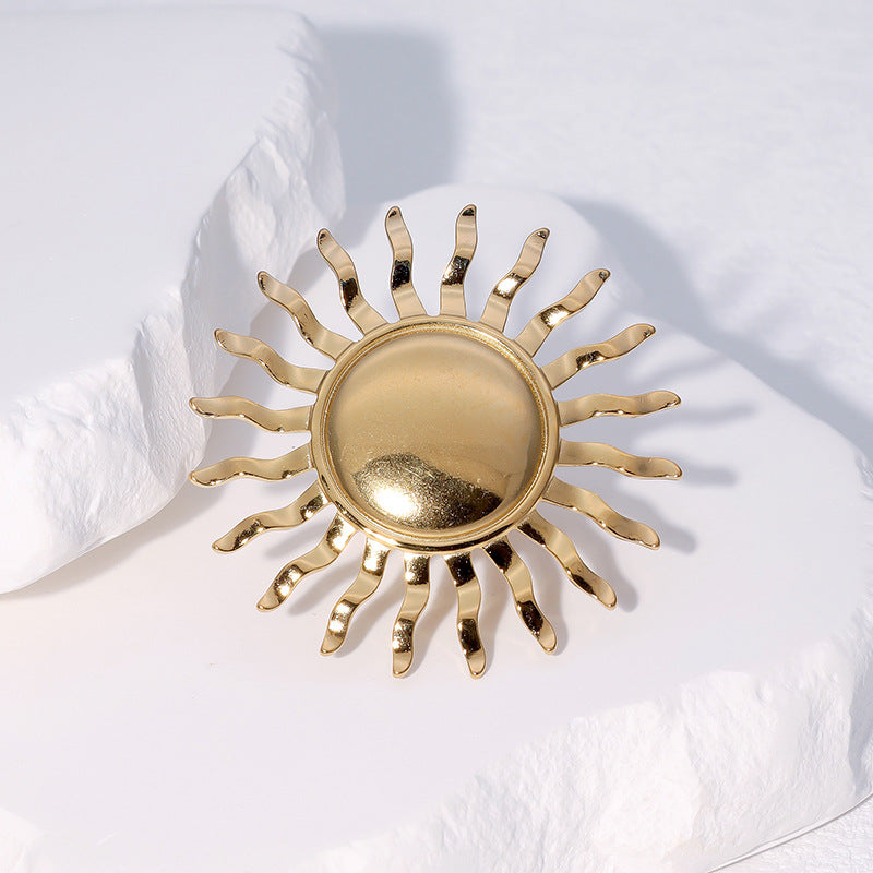 Anello Aperto Girasole Minimalista Vintage Gioielli in Acciaio Inossidabile Placcato Oro 18K da Donna