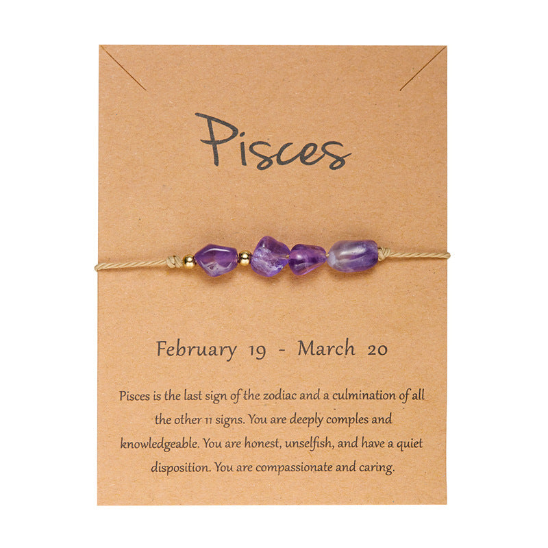 Pulsera de cuerda con cuentas de piedra natural para mujer, con elementos de constelación del zodiaco