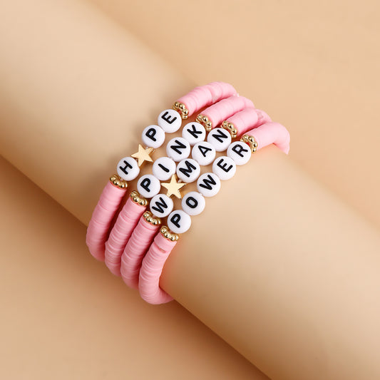 Ins Style Geometric Polymer Clay Letter Bracelet with Plated Finish for Women