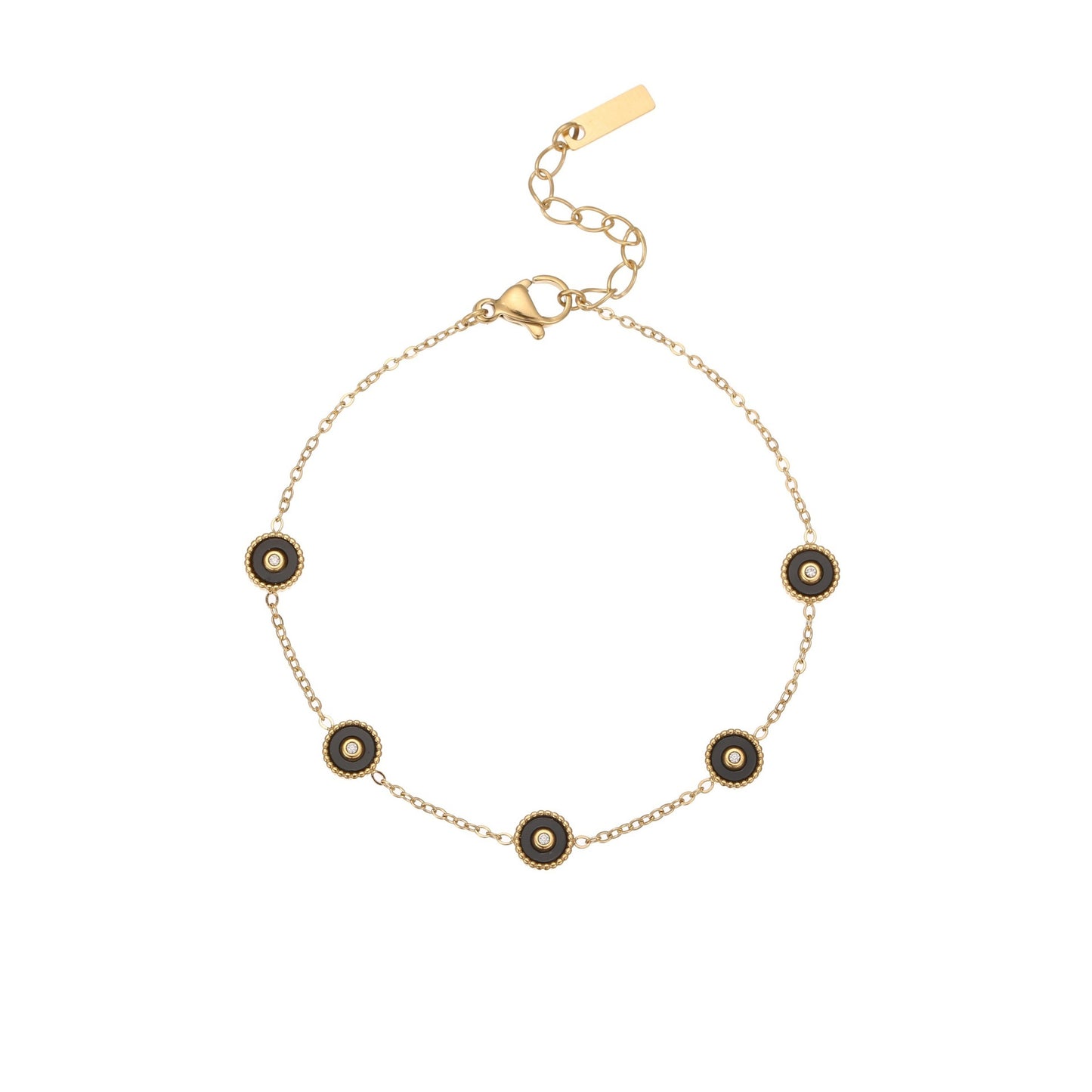 Bracciale elegante geometrico in acciaio inossidabile con madreperla e placcatura in oro 18 carati da donna