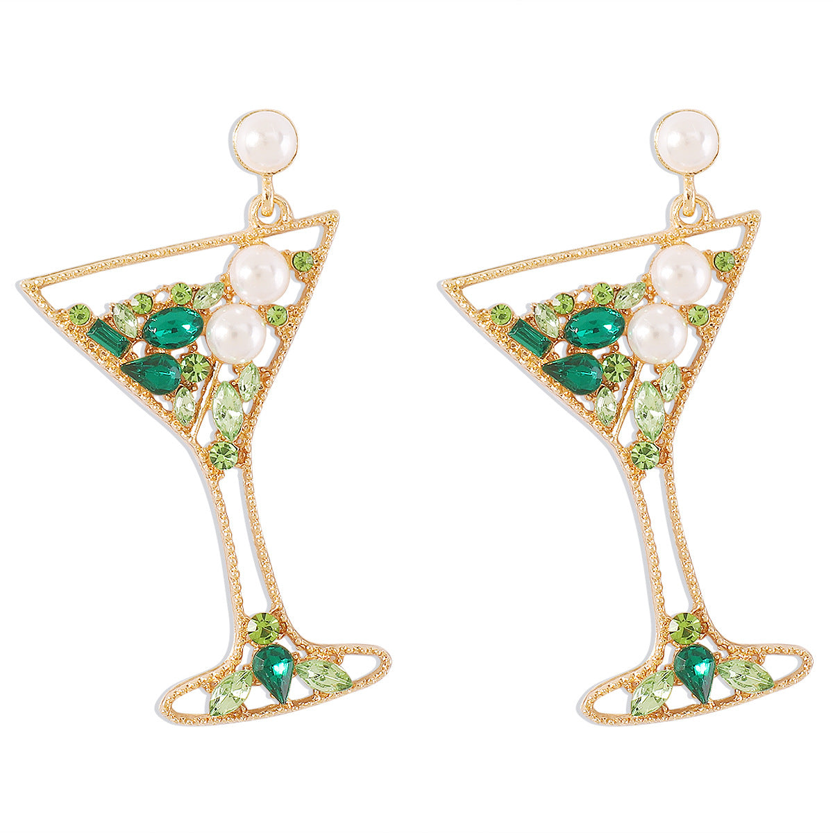 Pendientes de aleación con incrustaciones de diamantes de imitación y acabado galvanizado con diseño geométrico dulce y atrevido para mujer
