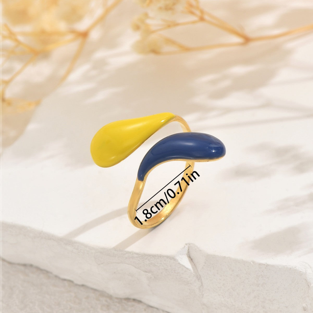 Anillo Abierto Geométrico Esmaltado de Moda para Mujer en Cobre con Estilo Minimalista y Urbano