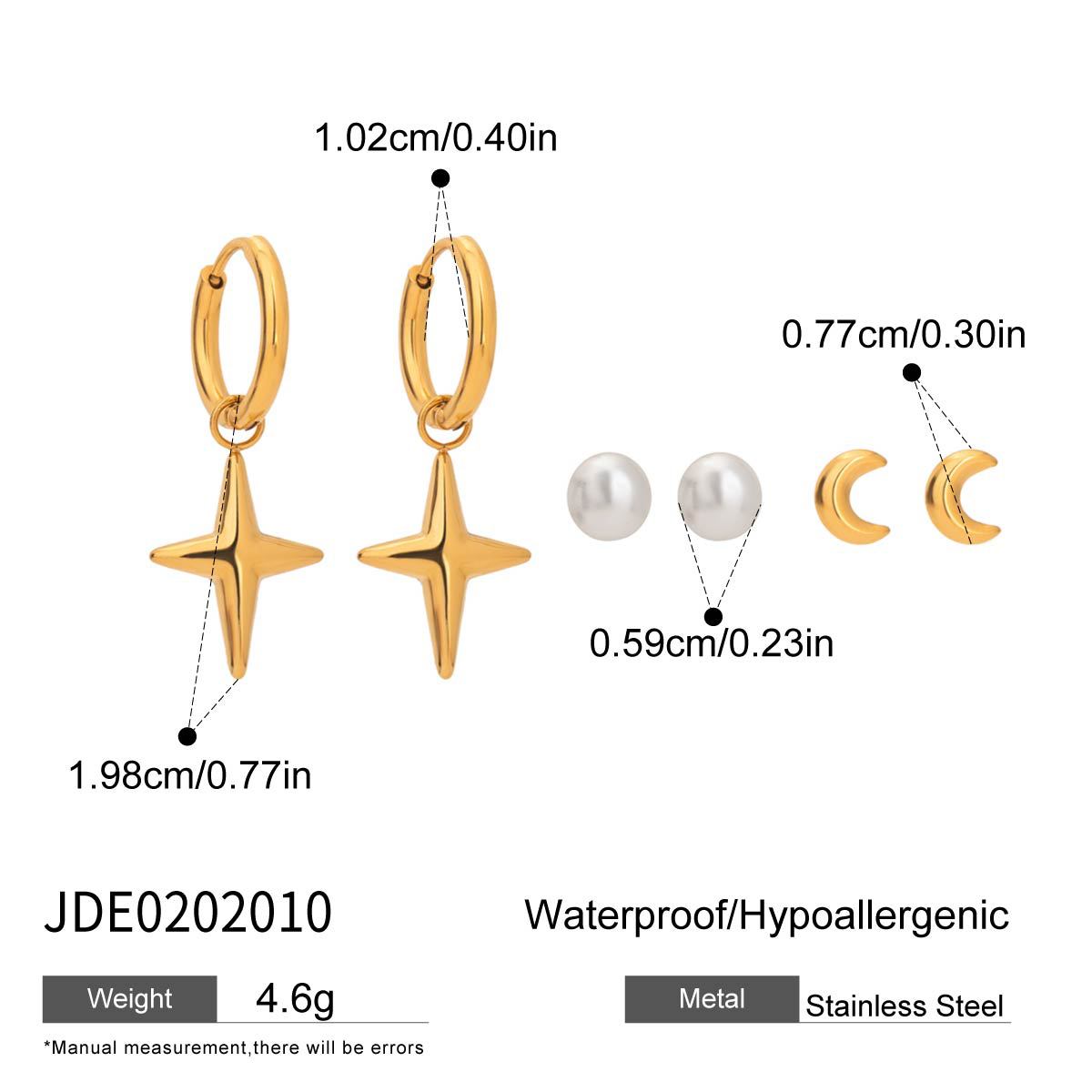 Orecchini a perno geometrici in acciaio inossidabile con dettagli in zircone e perle da donna