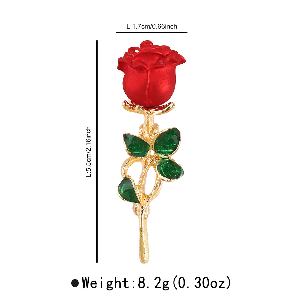 Elegante broche floral de aleación con incrustaciones de diamantes de imitación y acabado esmaltado, diseño de rosa roja para mujer