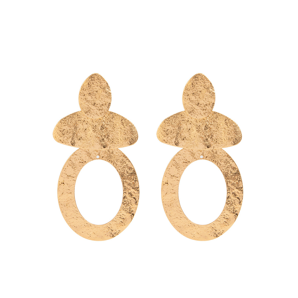 Minimalist Geometric Oval Hollow Plated Iron Earrings for Women