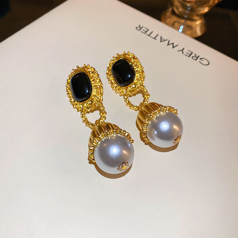 Orecchini a perno da donna vintage geometrici in lega con intarsi di strass, eleganti, artistici e retrò
