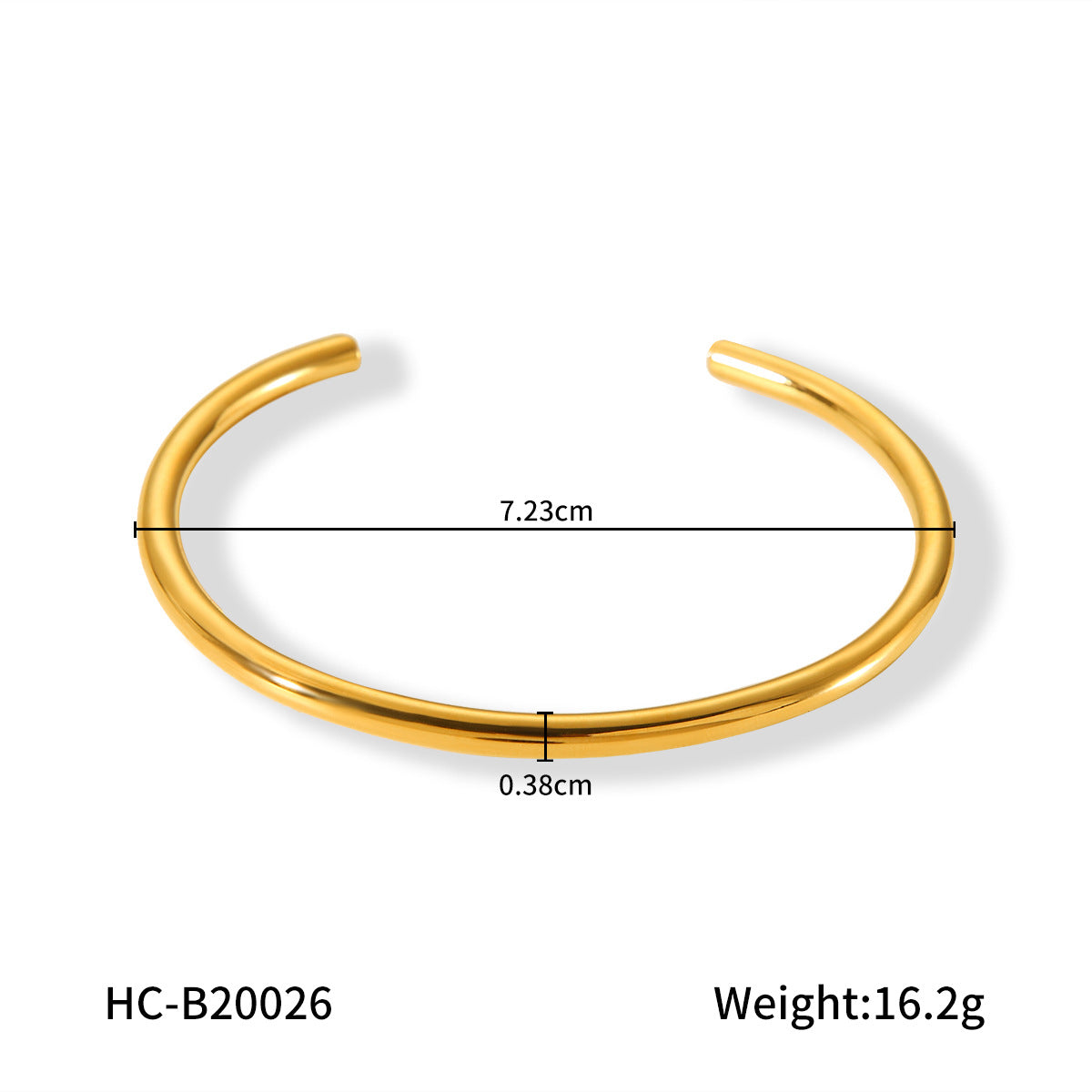 Minimalist Geometric Open Bangle Bracelet for Women Made of Titanium Steel with 18K Gold Plating