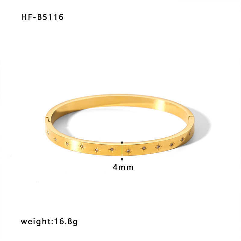 Fashionable 18K Gold Plated Stainless Steel Irregular Star Bracelet for Women