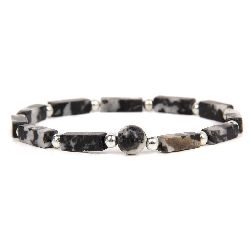 Minimalist Elegant Rectangle Natural Amethyst Agate Bracelet Unisex Floral Pattern Handmade Jewelry