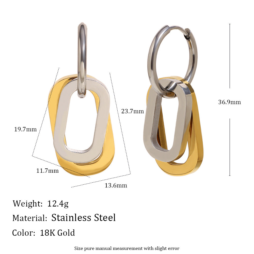 Pendientes de aro con diseño geométrico minimalista de lujo ligero en acero inoxidable chapado en oro de 18 quilates con estrella de cinco puntas para mujer