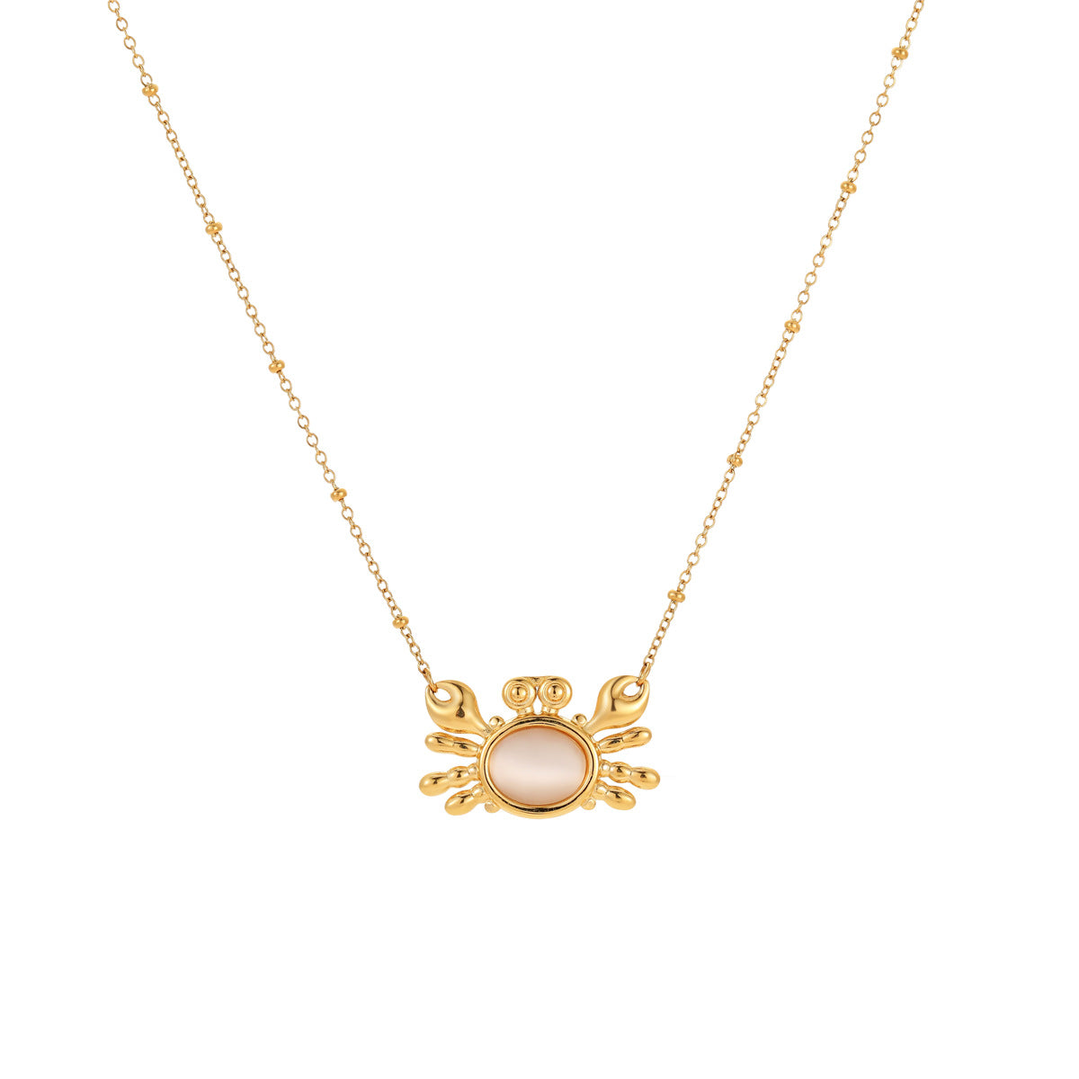 Elegante Collar con Colgante de Cangrejo para Mujer en Acero Inoxidable con Acabado Chapado, Diseño del Zodíaco Cáncer, Delicada Cadena para Clavícula