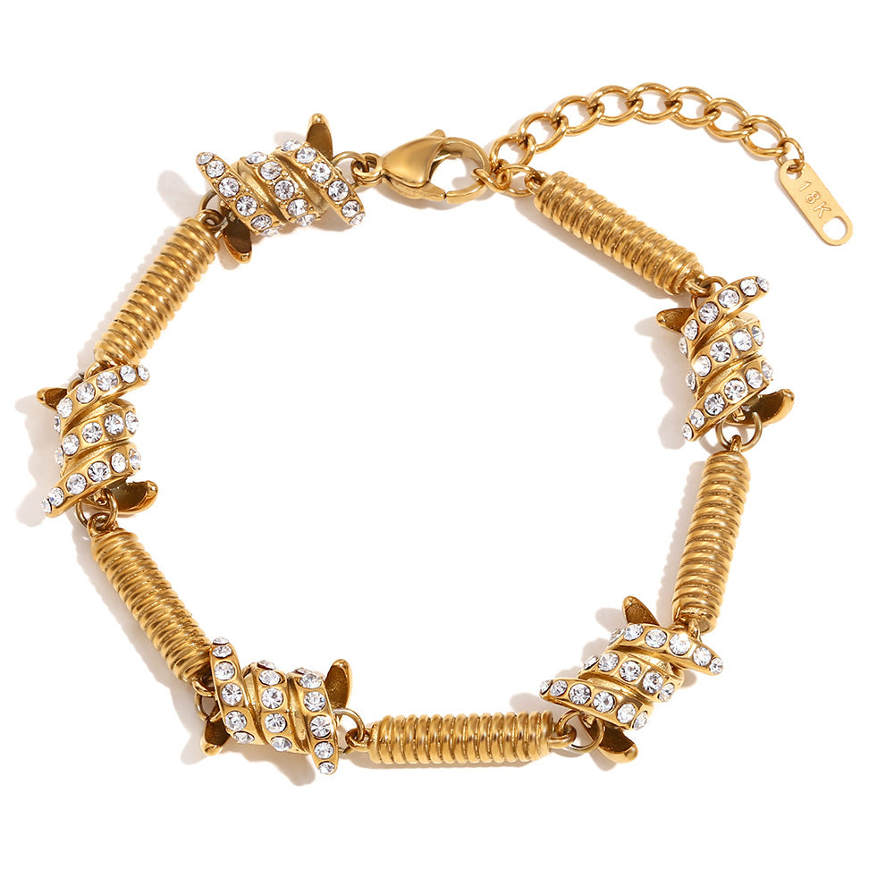 Minimalist Geometric Stainless Steel Plated 18K Gold Spring Knot Hand Chain for Men