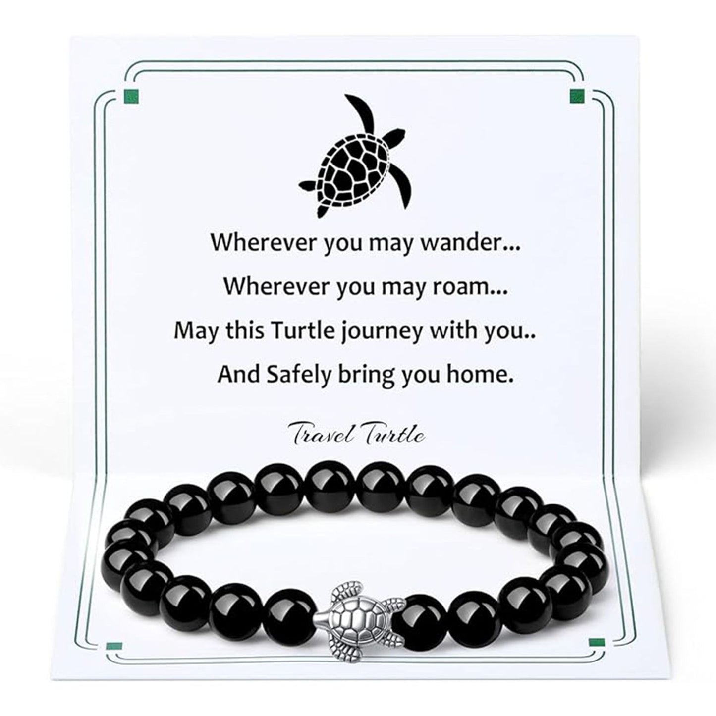 Unisex Tiger Eye Amethyst Rose Quartz Turtle Beaded Bracelet