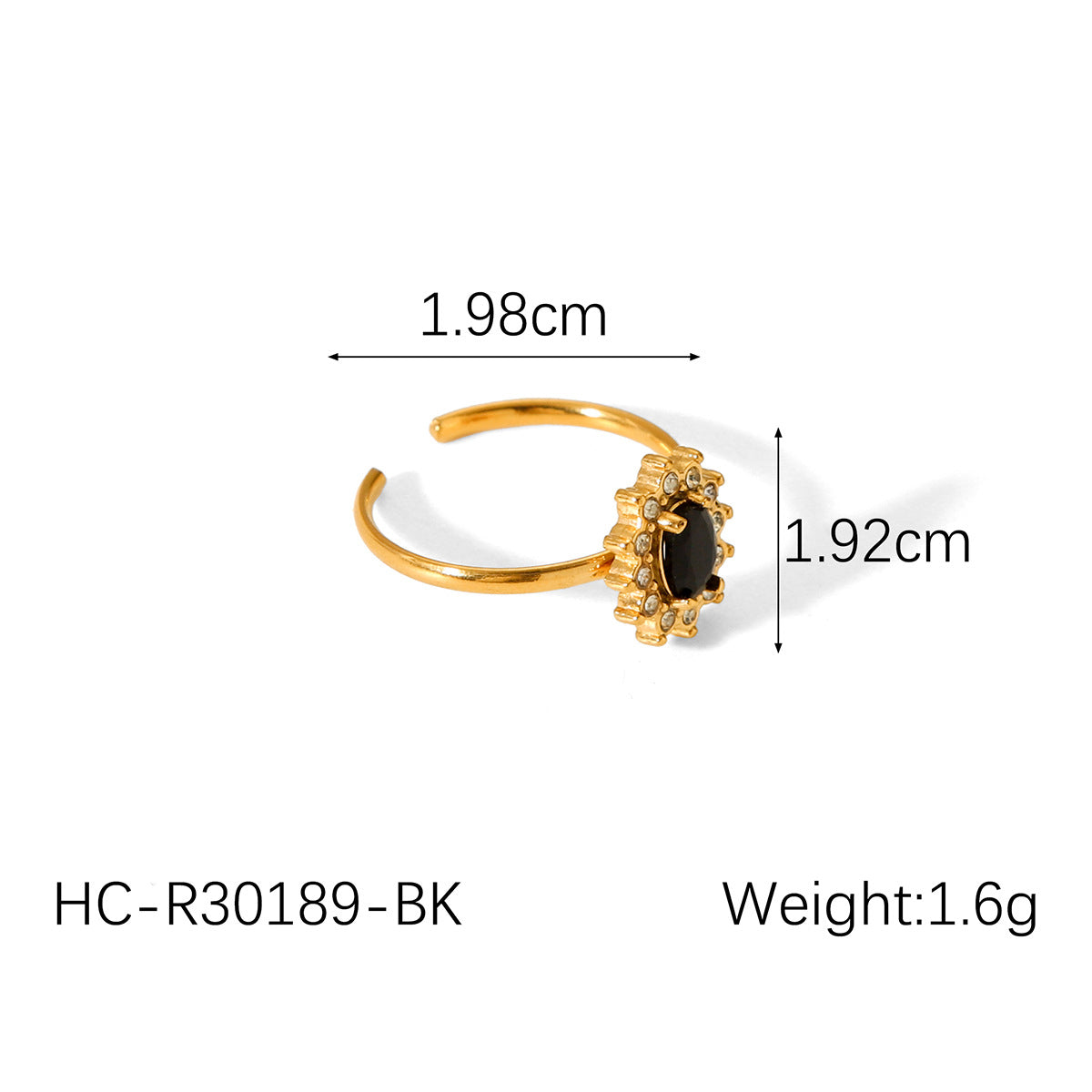 Anello da Donna Minimalista Geometrico in Acciaio al Titanio con Intarsi in Strass e Finitura Placcata