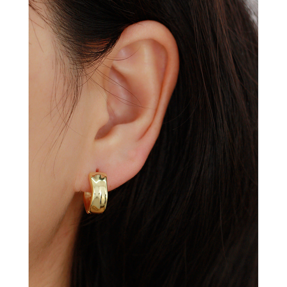 Pendientes de aro geométricos minimalistas de plata de ley S925 para mujer con acabado pulido