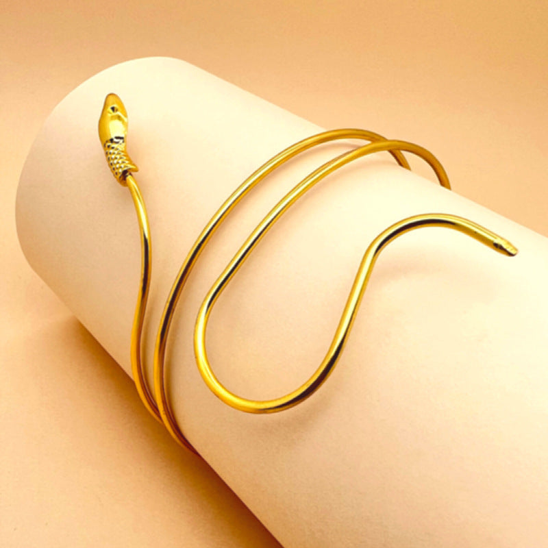 Punk Hip-hop Minimalist Leaf Wave Geometric Hollow Open Cuff Bracelet Alloy Plated for Women and Men