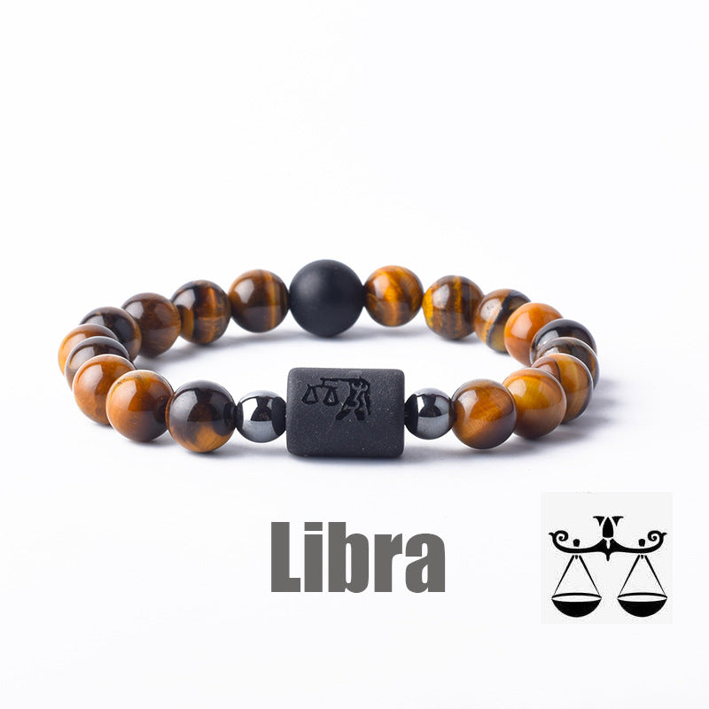 Classic Unisex Natural Stone Zodiac Beaded Bracelet