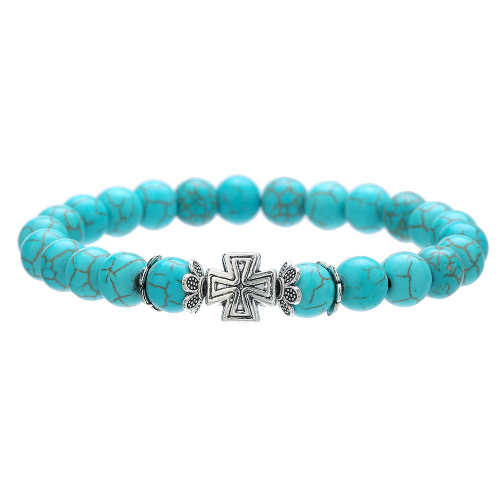 Bohemian Ethnic Geometric Round Alloy Turquoise Beaded Bracelet