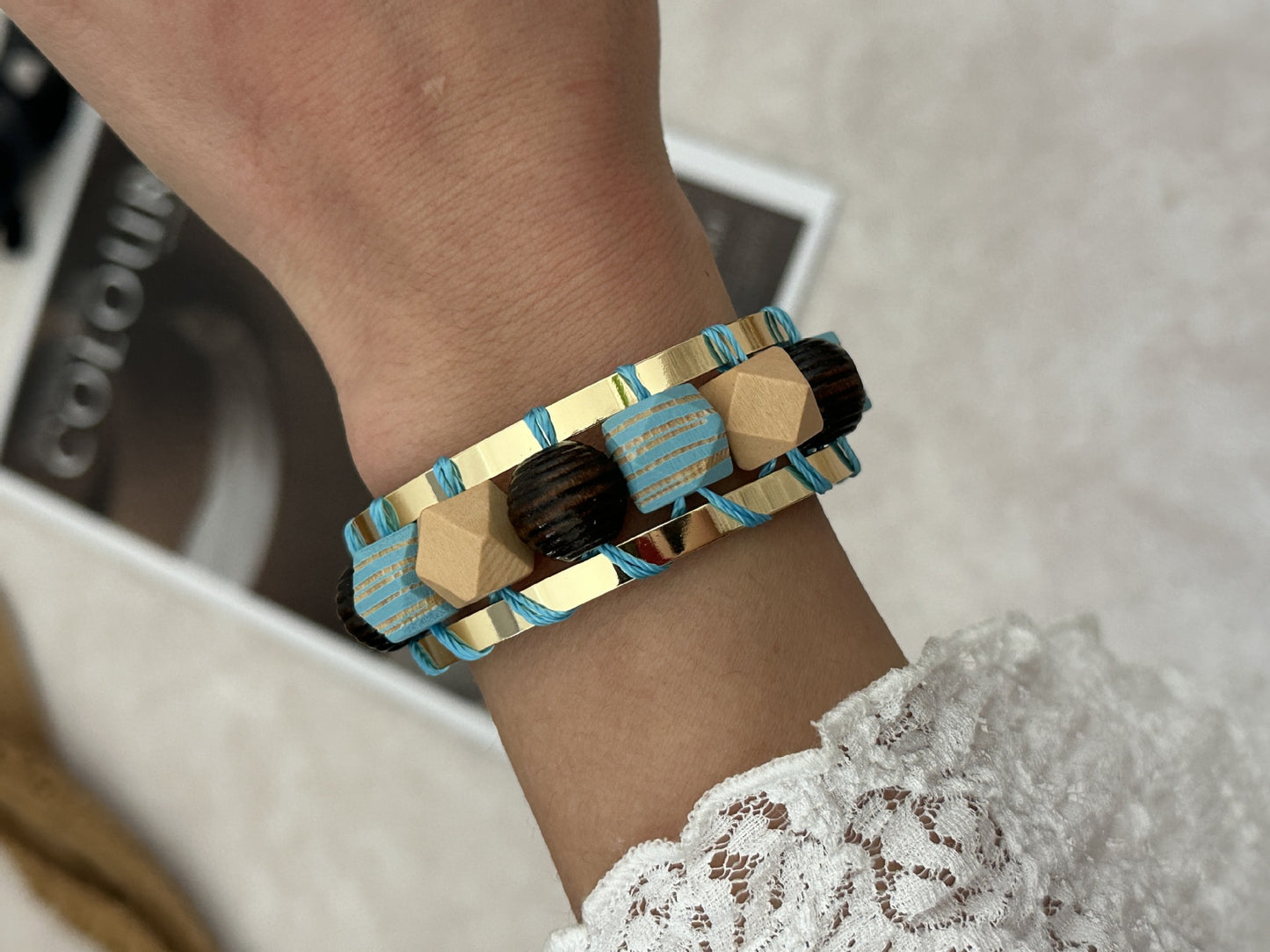 Vacation Style Geometric Starfish Plated Alloy Bracelet for Women