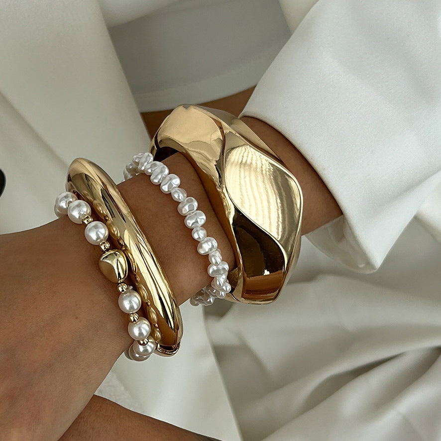 Luxury Casual Oval Abstract Zinc Alloy Plated Bracelet Set