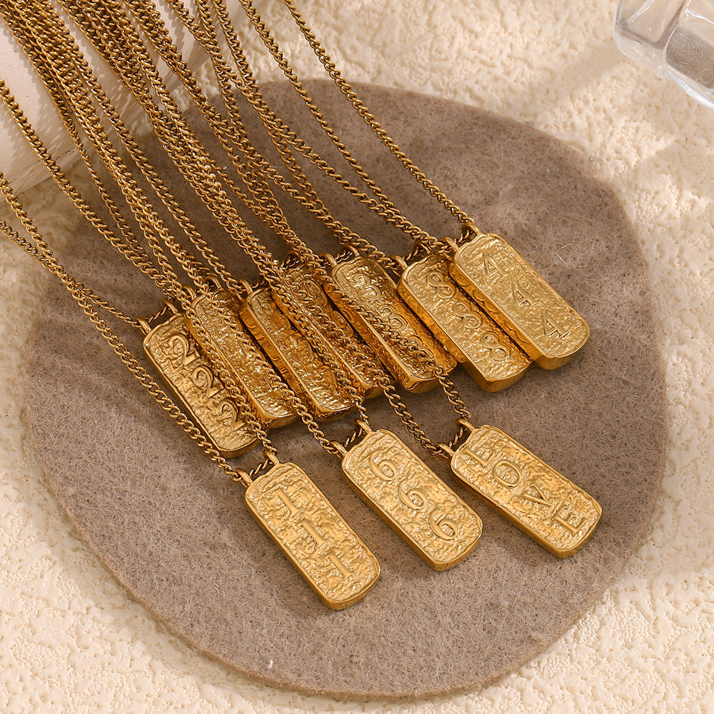 Collana con ciondolo a forma di numero minimalista ispirata al vintage, con tarocchi, da donna, in acciaio inossidabile placcato oro 18 carati