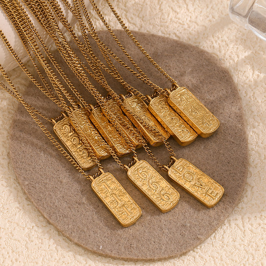 Collana con ciondolo a forma di numero minimalista ispirata al vintage, con tarocchi, da donna, in acciaio inossidabile placcato oro 18 carati