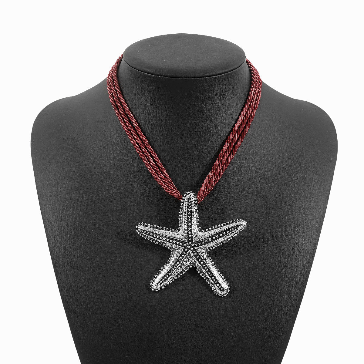 Collana Minimalista da Donna con Ciondolo a Stella Marina in Lega Finitura Placcata, Catena a Cordino Intrecciato