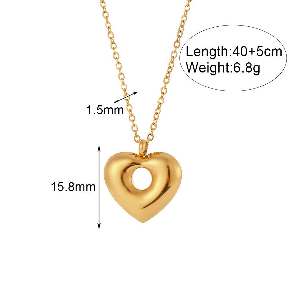 Elegante collar con colgante geométrico de acero de titanio con cadena de acero inoxidable bañada en oro de 18 quilates para mujer