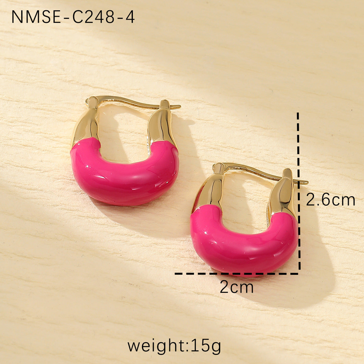 Orecchini a U alla moda da donna in acciaio al titanio con rivestimento in smalto, finitura lucida, design minimalista e adatto all'ufficio