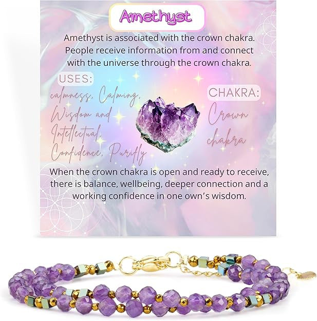 Geometric Natural Stone Crystal Beaded Bracelet Unisex Handmade Jewelry