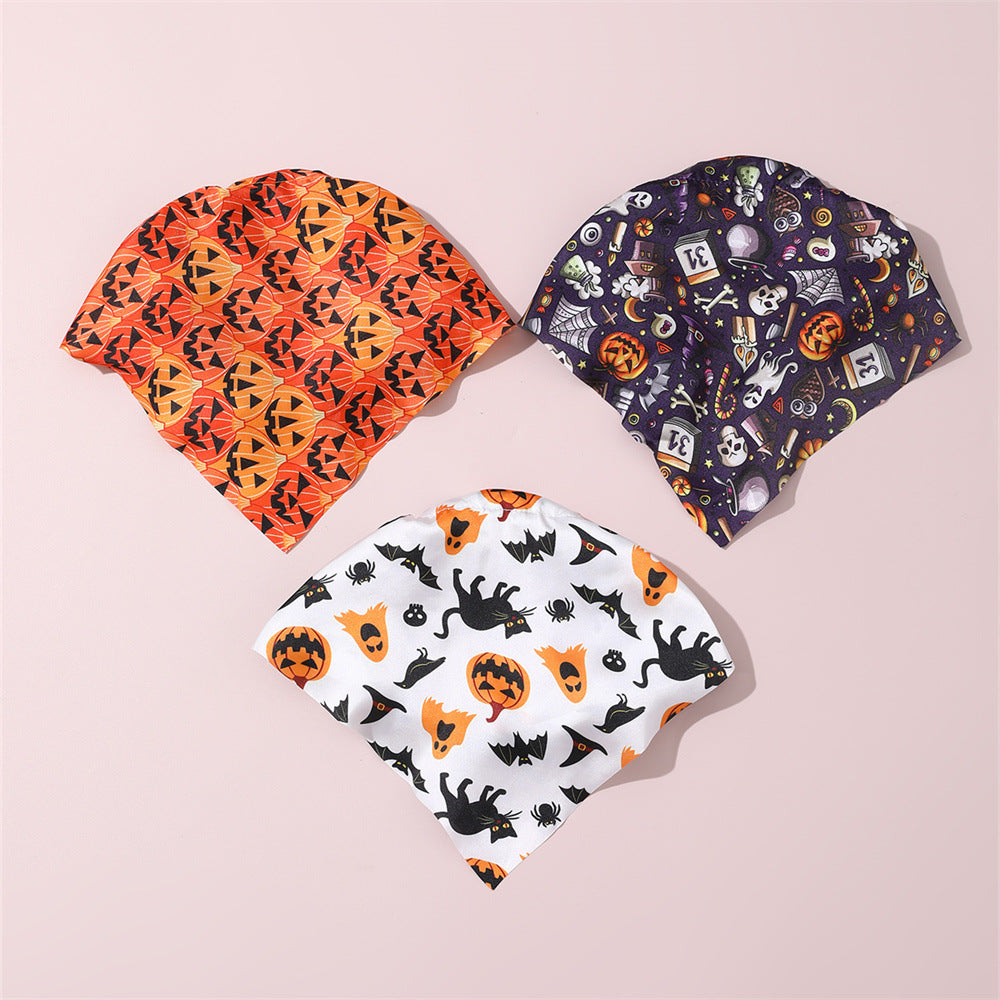 Set di cerchietti per bambini a tema Halloween con motivi a zucca, fantasmi e teschi, in tessuto