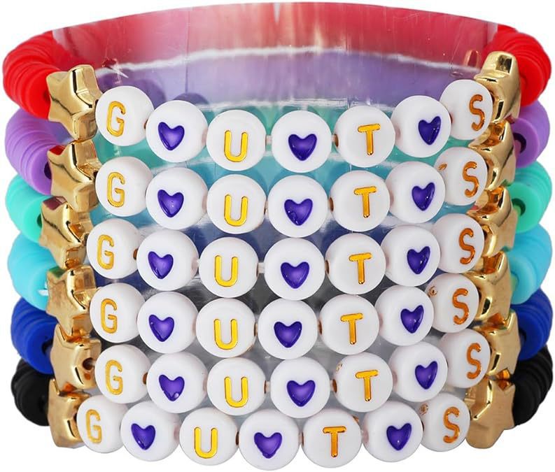 Purple Resin Letter Charm Bar Bracelet Set Unisex
