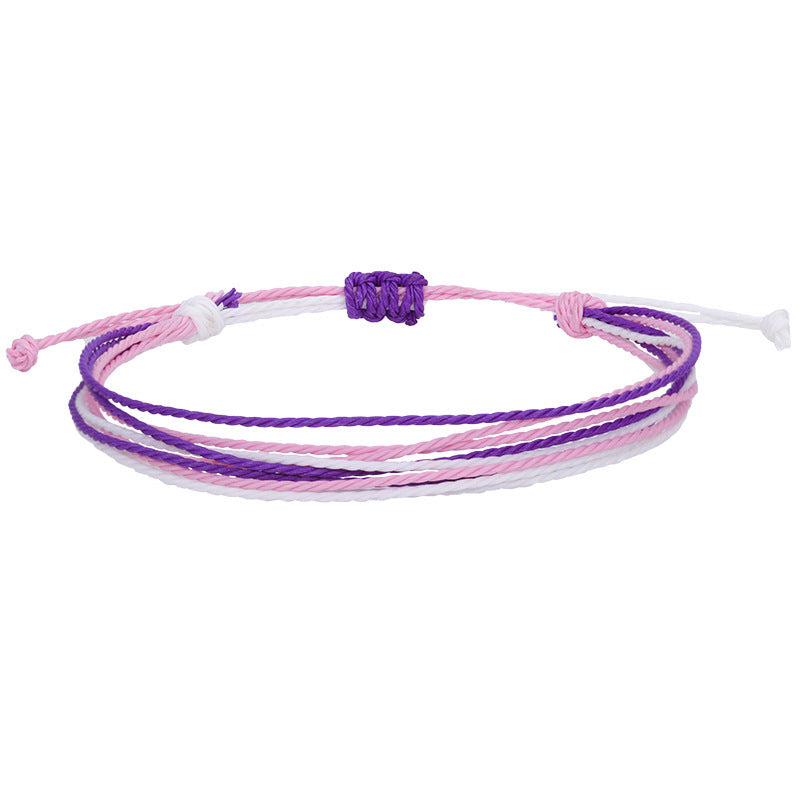 Bohemian Sweet Handmade Braided Wax Cord Bracelet U Shape Unisex Lucky Charm