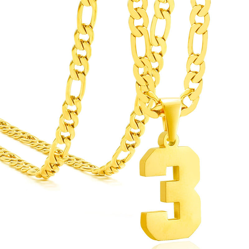 Minimalist Numeric Pendant Necklace for Men and Women Stainless Steel Chain with Polished Titanium Steel Charm