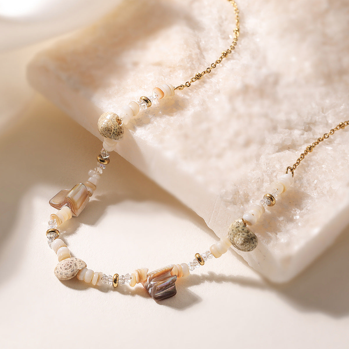 Minimalist Geometric Stainless Steel Shell Necklace for Women