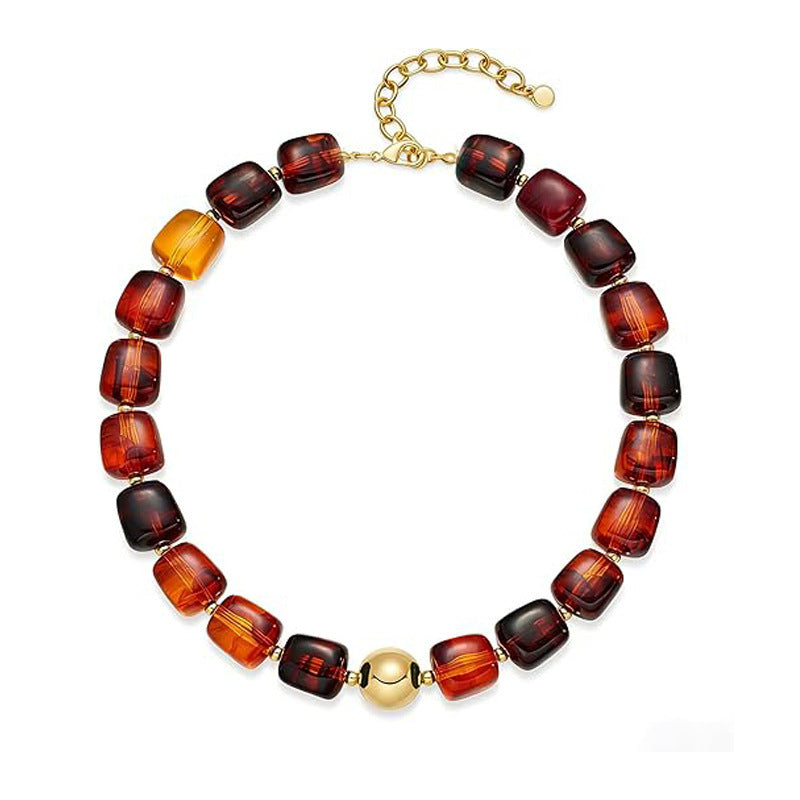 Casual Square Resin Polished Pendant Necklace for Women