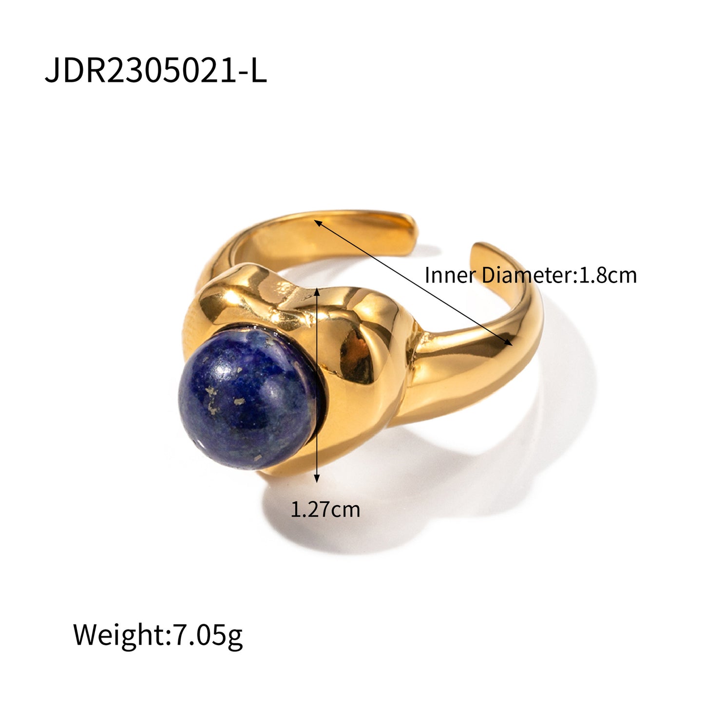 Fashion 18K Gold Plated Stainless Steel Heart Shape Tiger Eye Stone Ring for Women