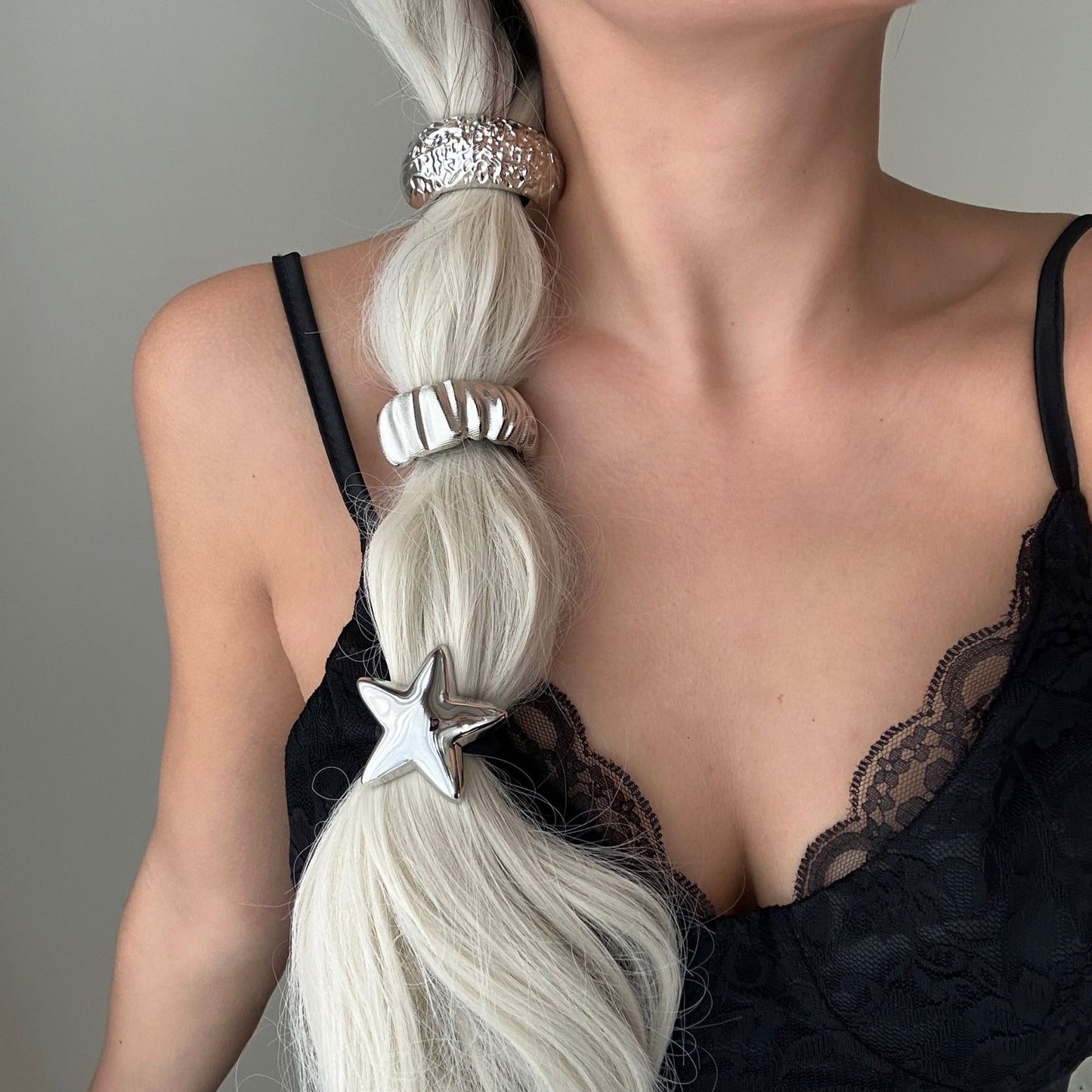 Fashion Casual Hammered Alloy Bow Hair Rope Set