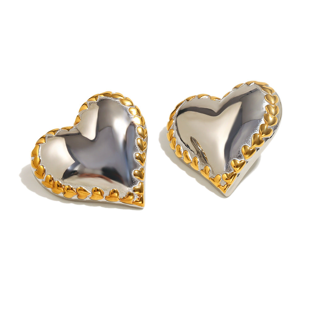 Orecchini a Cuore Minimalisti in Acciaio Inossidabile Placcati Oro 18K da Donna