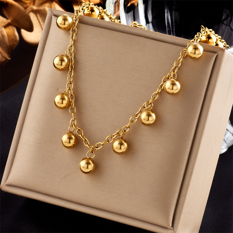 Minimalist Punk Hip Hop Titanium Steel Plated Clavicle Necklace with Chain Design