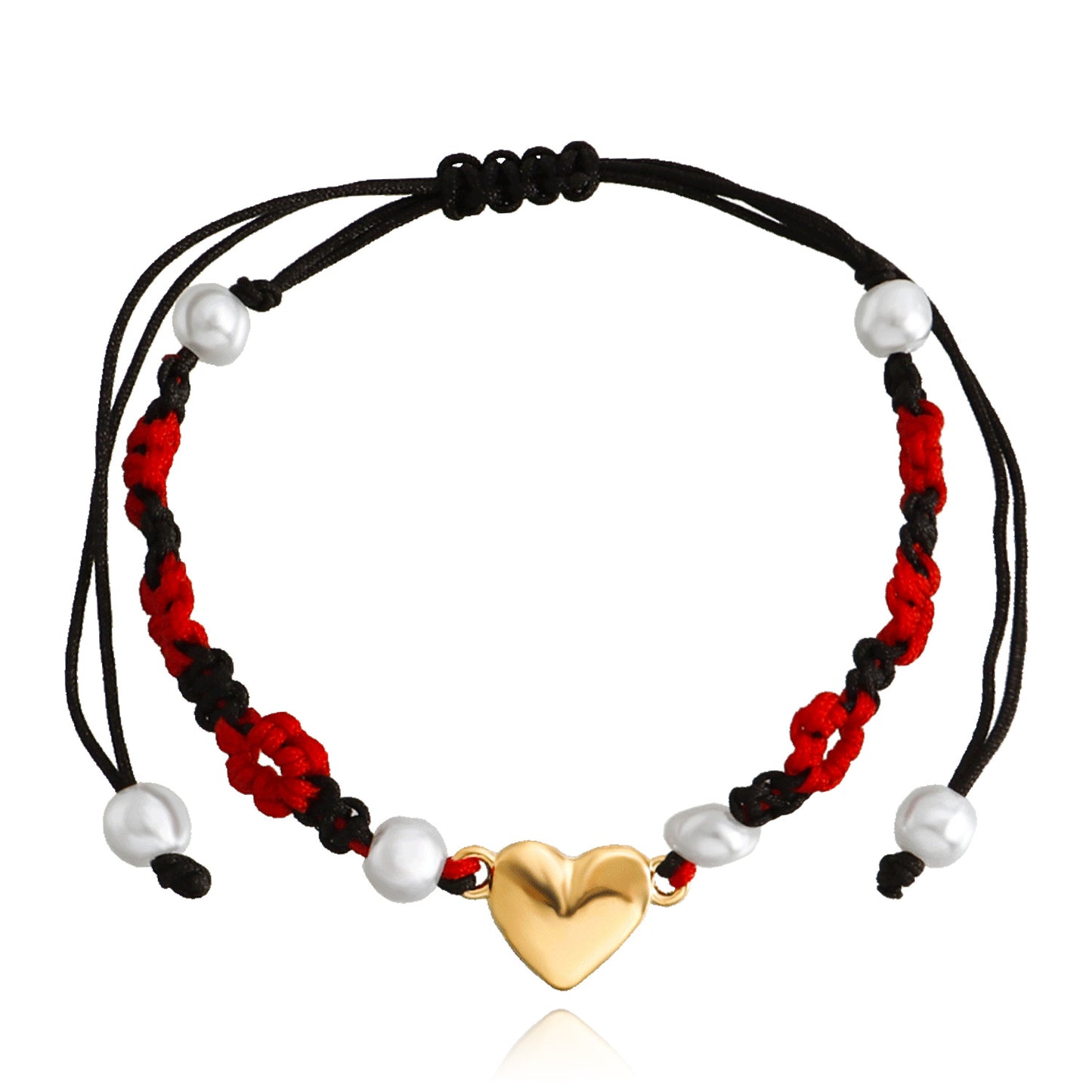 Minimalist Braided Flower Adjustable Colorful Cord Bracelet with Geometric Heart Design Alloy Plated Hand Jewelry
