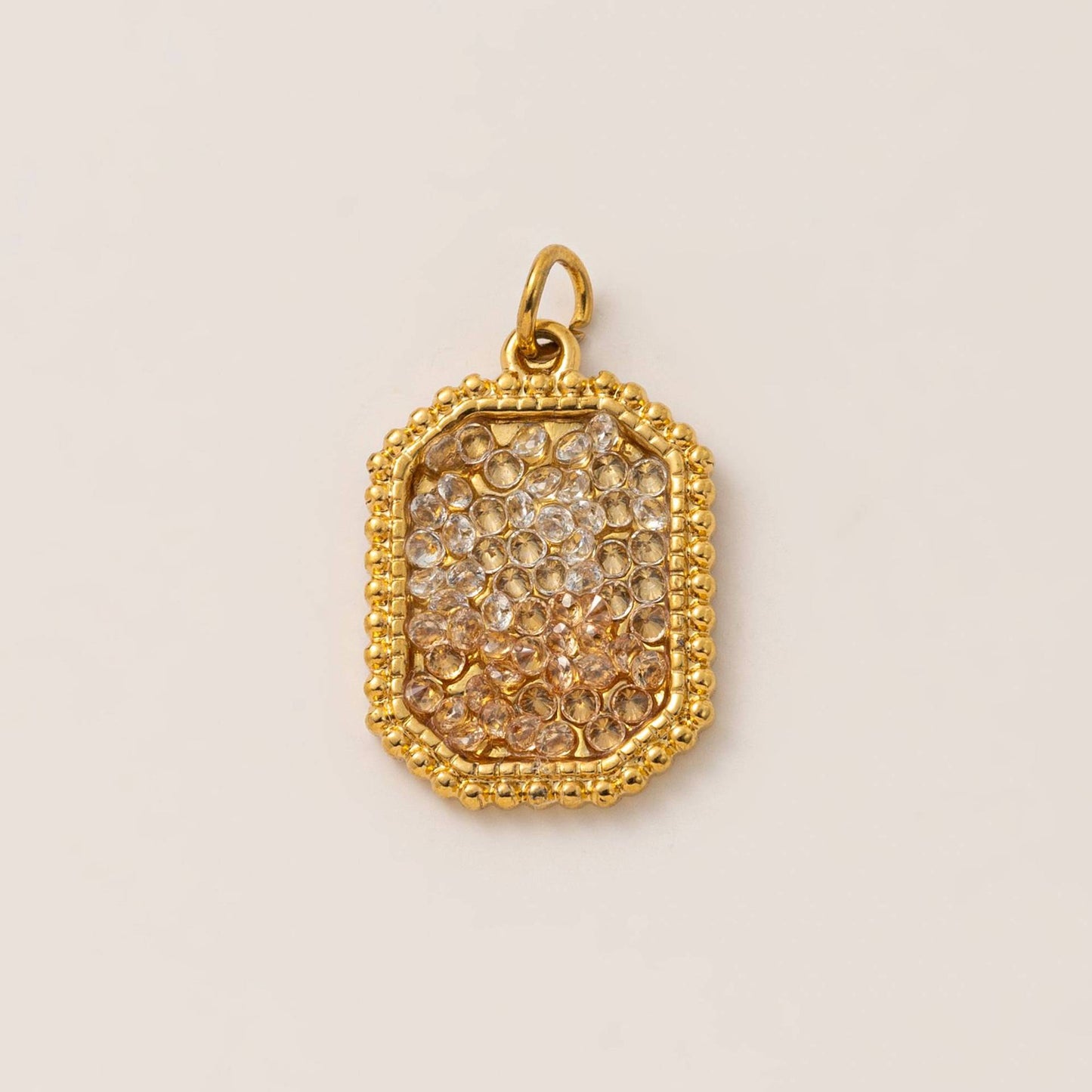 Vintage 18K Gold Plated PVD Stainless Steel Abstract Stone Cubic Zirconia Charm Bar