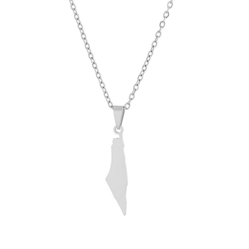 Collana con ciondolo in smalto geometrico in acciaio inossidabile con pendente in acciaio al titanio e catena a O per abbigliamento moda unisex